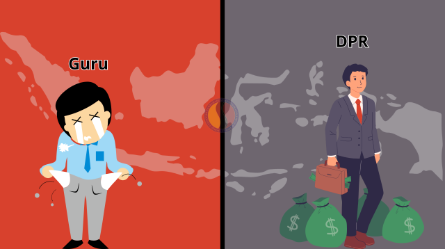 Ilustrasi gaji guru dengan Anggota DPR di Indonesia