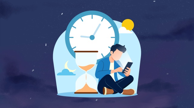 Ilustrasi konsumsi layar handphone seharian ( ilustrasi canva)