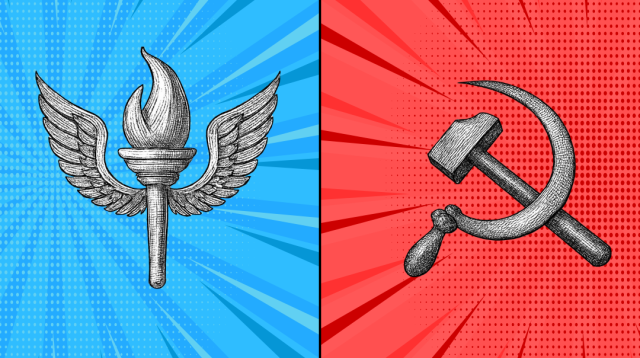 Ilustrasi ideologi politik Golongan Kiri dan kanan