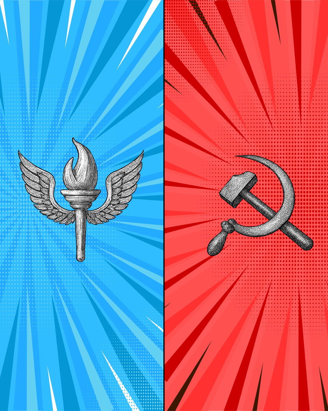 Ilustrasi ideologi politik Golongan Kiri dan kanan